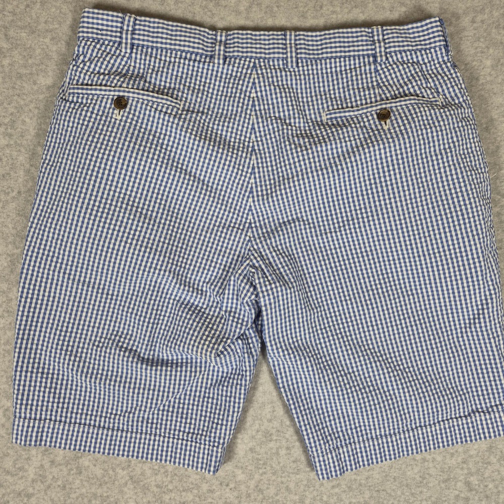 Brooks Brothers Seersucker Shorts Mens 36 Blue Gingham Check Cotton Preppy - Picture 5 of 8